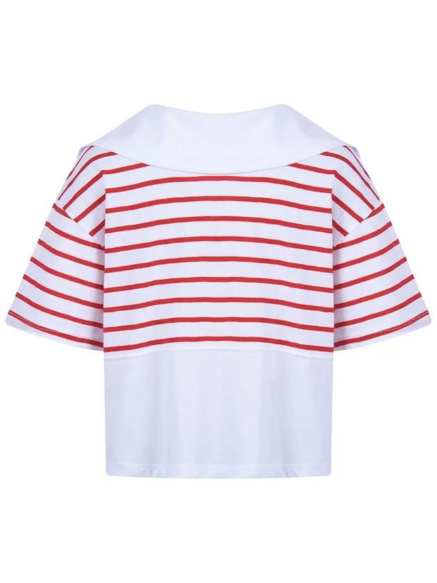 Big collar striped t-shirt MW3ME103RED - P_LABEL - BALAAN 7