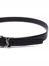 Silver Hardware Monogram Buckle Leather Belt Black - SAINT LAURENT - BALAAN 6