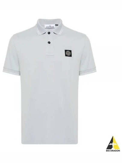 Stretch Cotton Pique Short Sleeve Polo Shirt Blue - STONE ISLAND - BALAAN 2