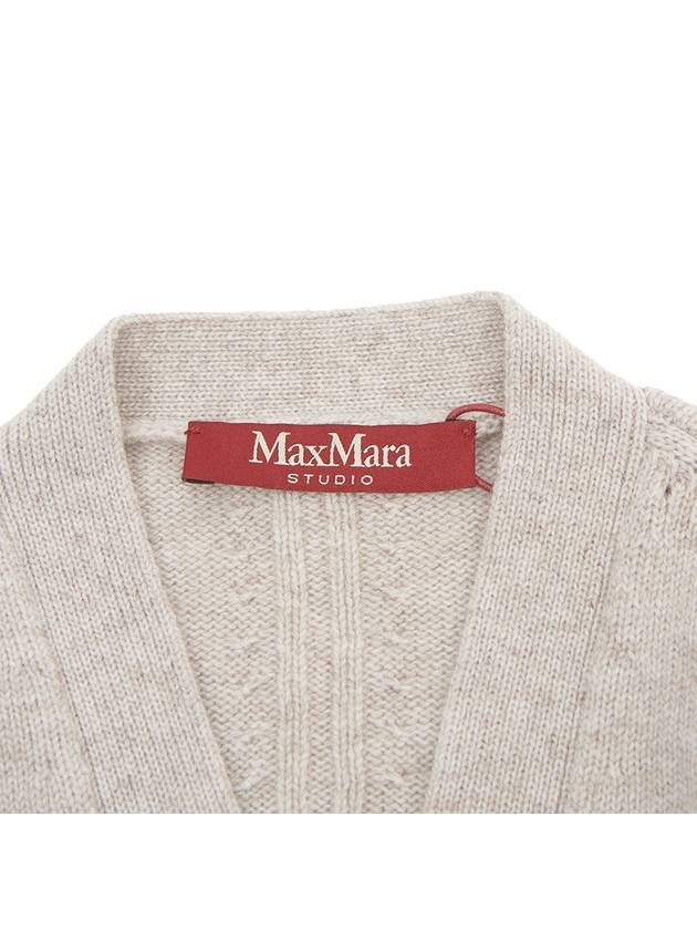 Button Wool Cashmere Long Cardigan Beige - MAX MARA - BALAAN 10