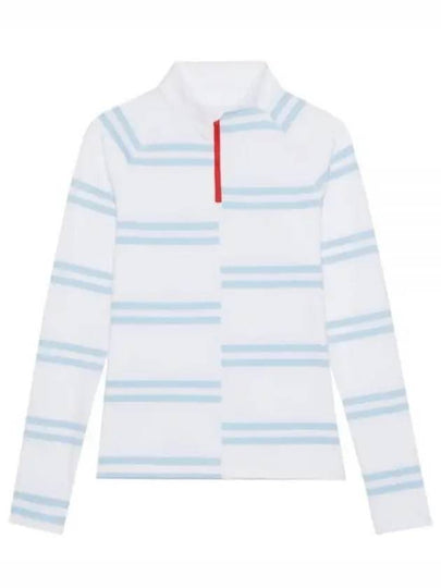 Women'S Offset Striped Neck Zip Long Sleeve T-Shirt White - G/FORE - BALAAN 2