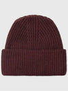 Fox Head Patch Ribbed Beanie Wine Lees - MAISON KITSUNE - BALAAN 4