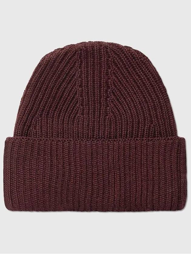 Fox Head Patch Ribbed Beanie Wine Lees - MAISON KITSUNE - BALAAN 4