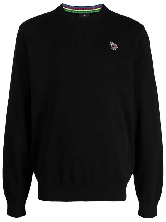 Zebra Patch Crew Neck Knit Top Black - PAUL SMITH - BALAAN 3