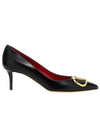 V Logo Signature Smooth Leather Pumps Black - VALENTINO - BALAAN 1