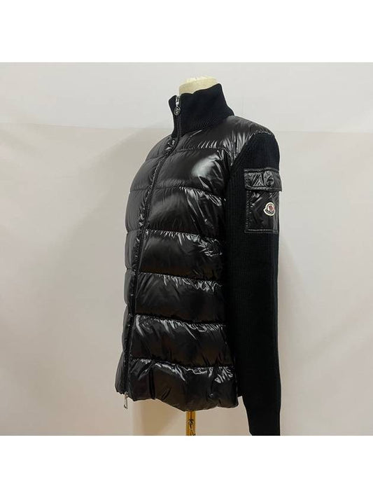 Padded Wool Cardigan Black - MONCLER - BALAAN 2