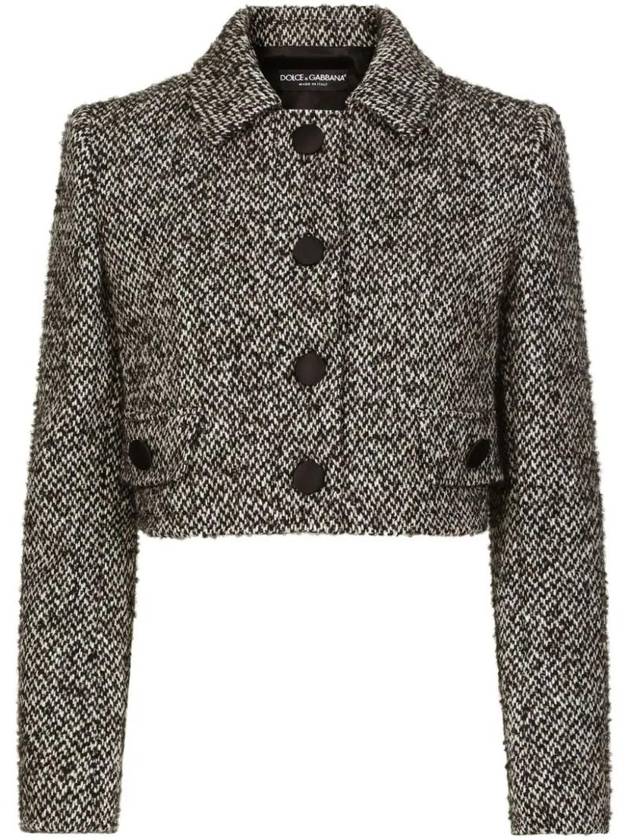 Tweed Crop Jacket Black - DOLCE&GABBANA - BALAAN 1