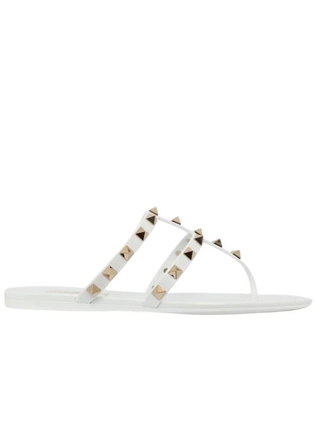 Rockstud Flat Rubber Flip Flops White - VALENTINO - BALAAN 2