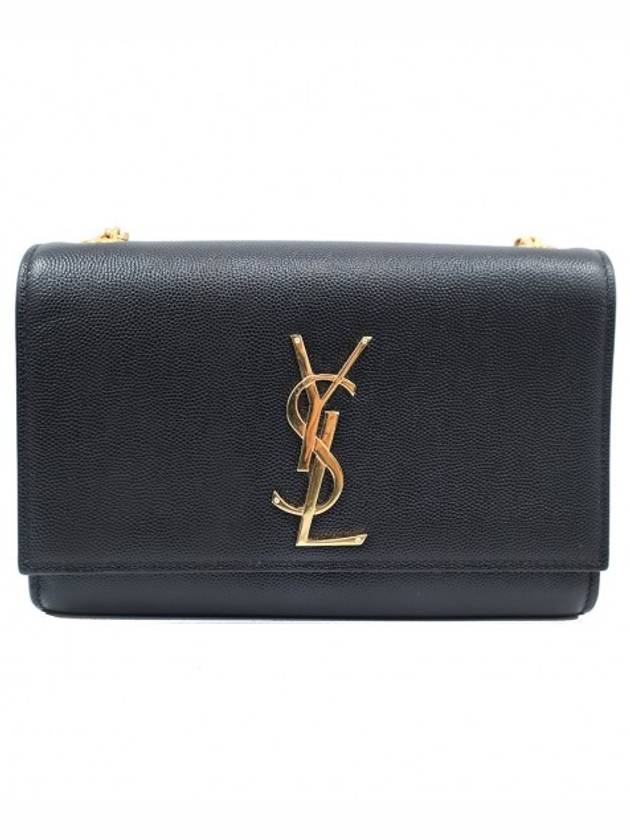 Women s Saint Laurent 469390 Black Grande Poudre Textured Gold Classic Monogram Small Kate Satchel Chain Shoulder Bag gt cross Gangbuk used luxury goods - SAINT LAURENT - BALAAN 1