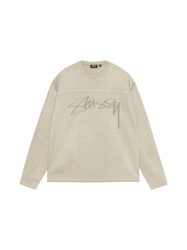 Football Crew Pigmented Dyed Long Sleeve T-Shirt Sand - STUSSY - BALAAN 2