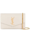 Monogram Uptown Chain Embossed Leather Long Wallet Blanc Vintage - SAINT LAURENT - BALAAN 1