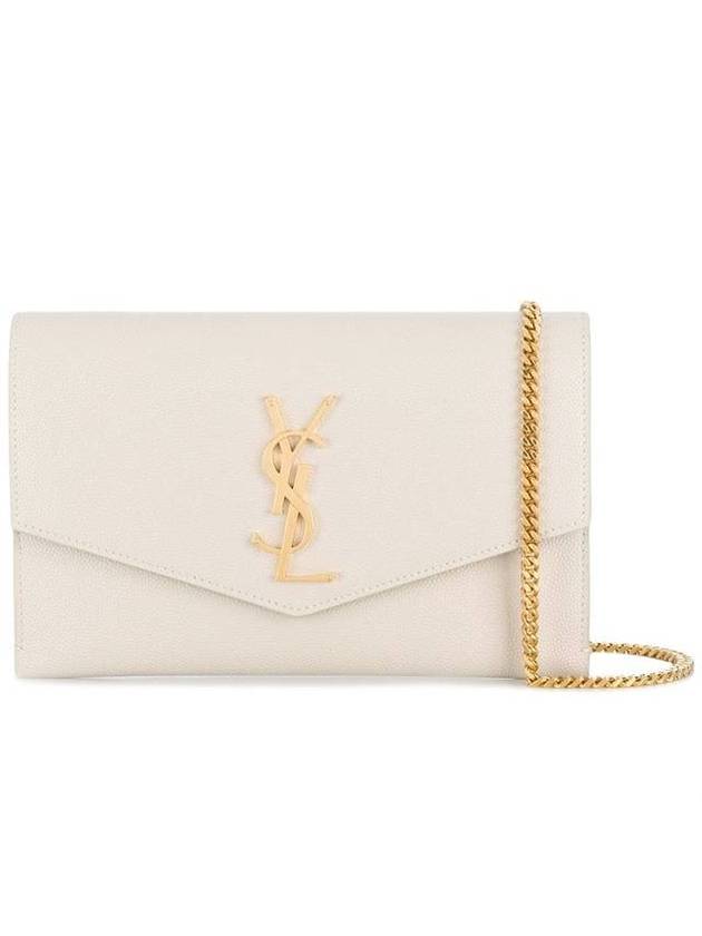 Monogram Uptown Chain Embossed Leather Long Wallet Blanc Vintage - SAINT LAURENT - BALAAN 1