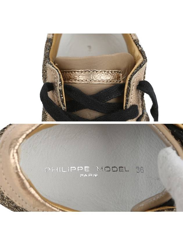 Height Raising Insole Vintage Leather Low Top Sneakers Gold Glitter - PHILIPPE MODEL - BALAAN 8