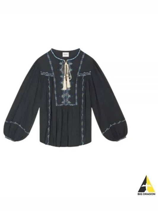 24 SILEKI A HT0371FA B1J15E 01BK Rekia Cotton Shirt - ISABEL MARANT - BALAAN 1