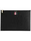 Pebble Grain Three Stripes Zipper Small Clutch Bag Black - THOM BROWNE - BALAAN 2