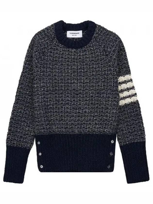 Tuck Stitch Raglan Sleeve Crew Neck Knit Top Navy - THOM BROWNE - BALAAN 2