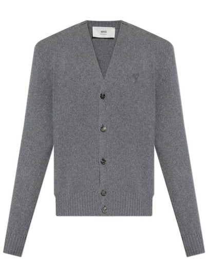 V-Neck Cashmere Cardigan Light Grey - AMI - BALAAN 2