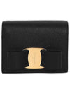 Vara Bow Gloss Flap Half Wallet Black - SALVATORE FERRAGAMO - BALAAN 3