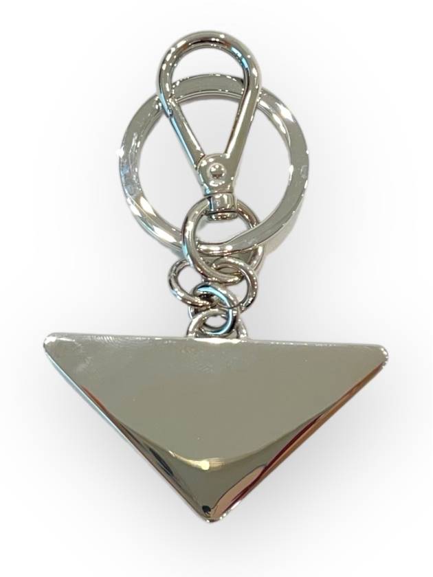 Triangle Logo Metal Keychain Black - PRADA - BALAAN 3