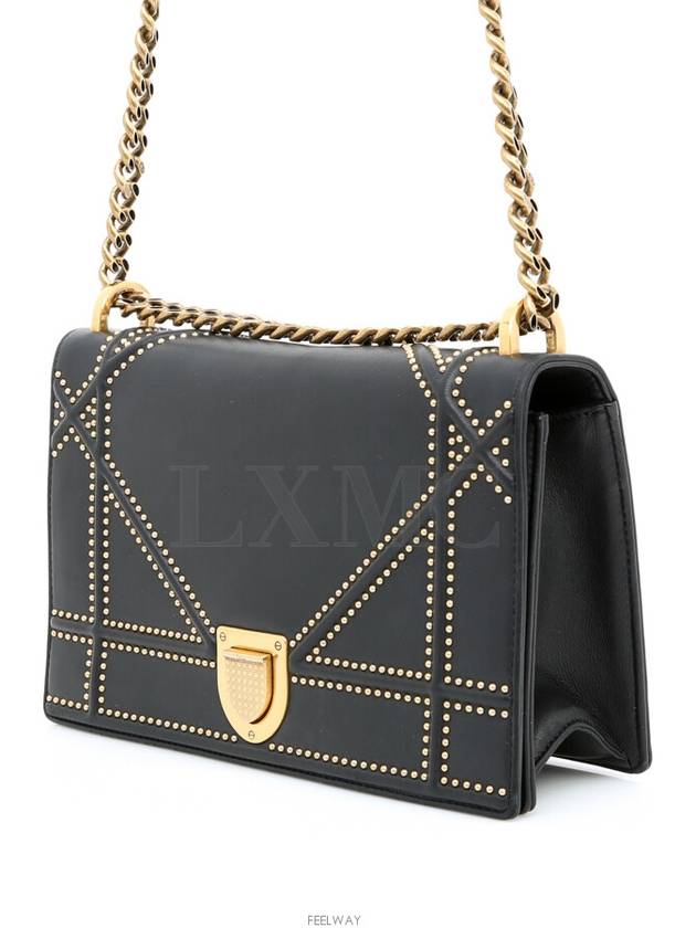 Black studded diorama flap chain bag gold - DIOR - BALAAN 2