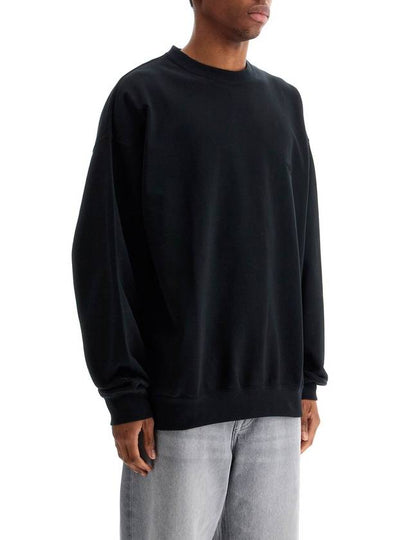 black cotton crewneck sweatshirt with tone-on-tone logo - Y-3 - BALAAN 2