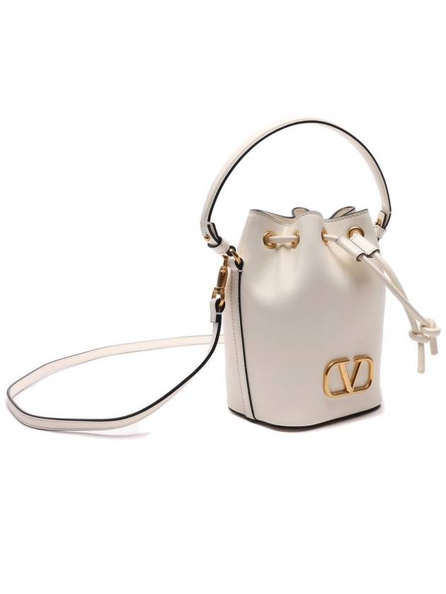 V Logo Signature Bucket Bag White - VALENTINO - BALAAN 4