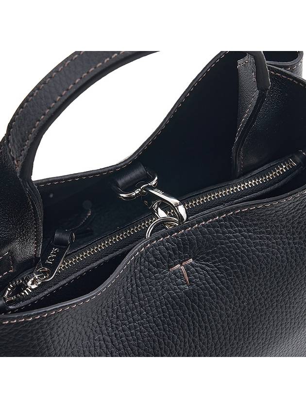 Logo Charm Leather Micro Tote Bag Black - TOD'S - BALAAN 11