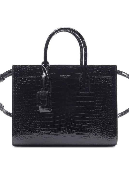 Sac De Jour Crocodile Tote Bag Black - SAINT LAURENT - BALAAN 2