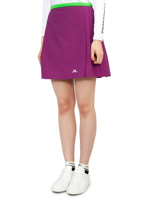 Women's Sierra Golf Pleated Skirt Green Purple - J.LINDEBERG - BALAAN 3