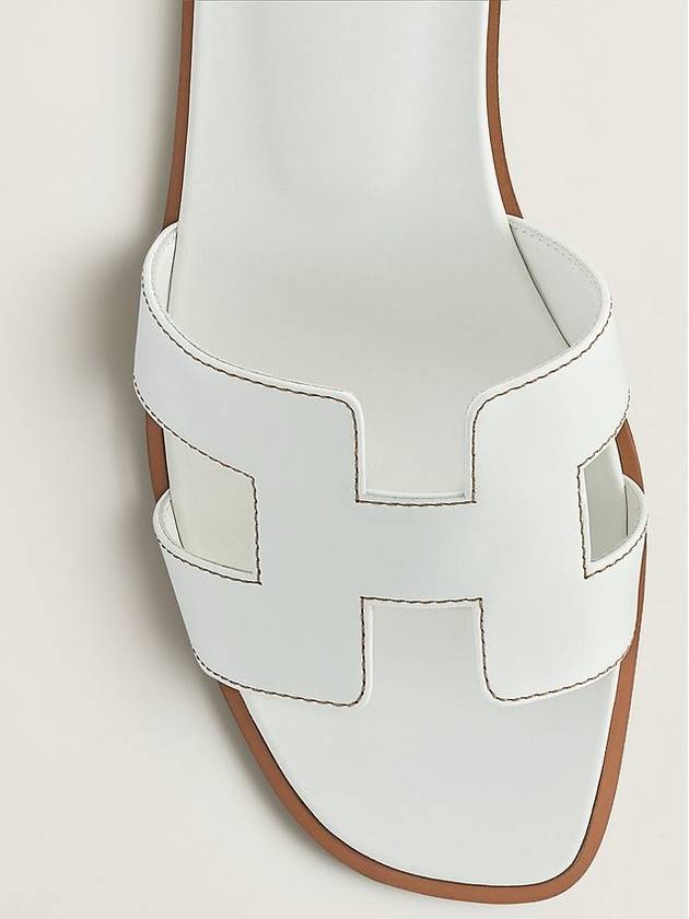 Oran Calfskin Slippers Blanc - HERMES - BALAAN 3