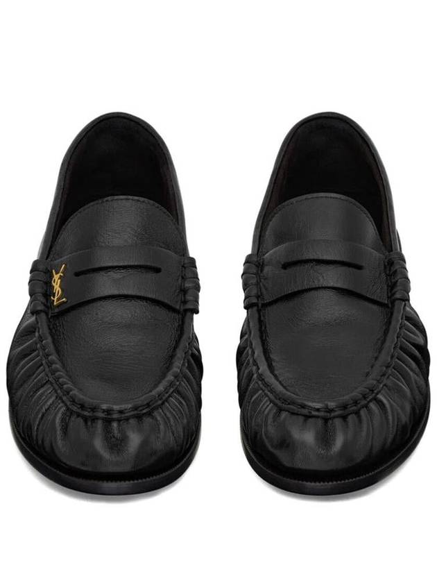 Le Signature Cassandre Logo Plaque Lamb Skin Loafer Black - SAINT LAURENT - BALAAN 4