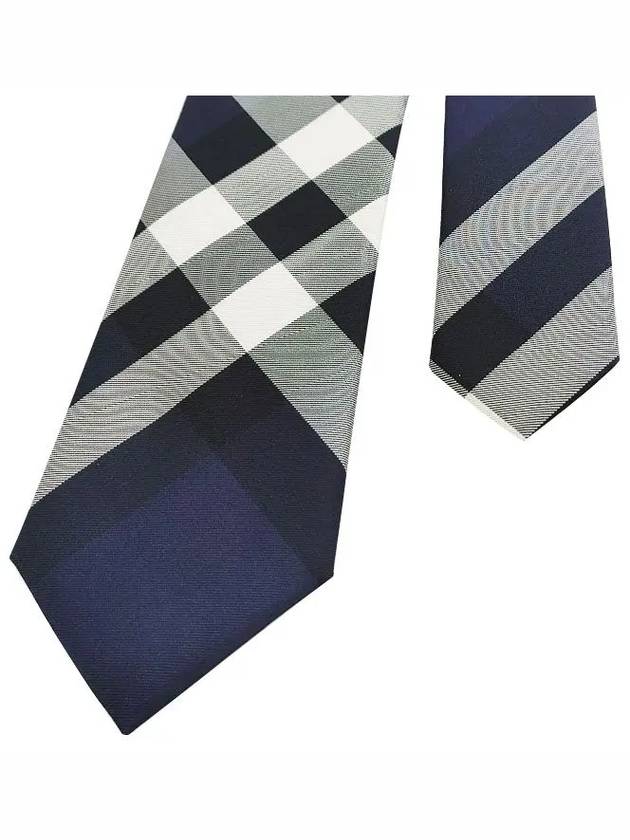 Classic Cut Check Silk Tie Navy - BURBERRY - BALAAN 3