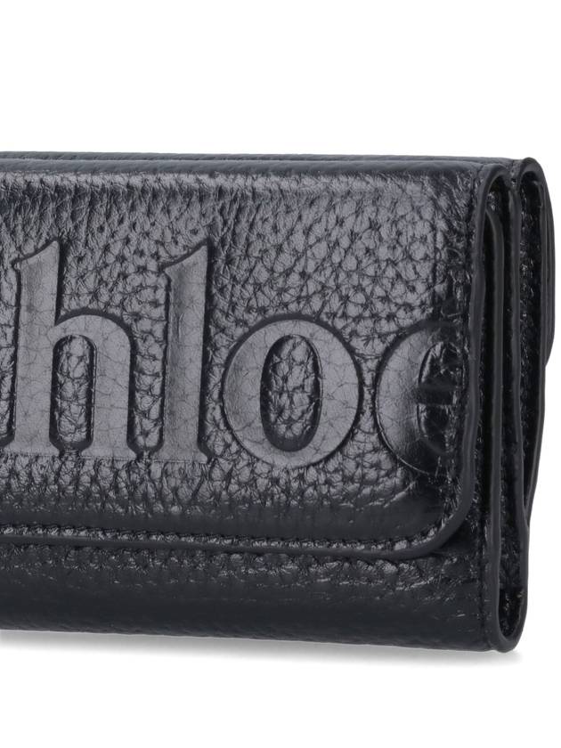 Logo Calfskin Half Wallet Black - CHLOE - BALAAN 6