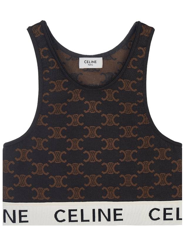 Triomphe Monogram Silk Cotton Bra Top Brown - CELINE - BALAAN 10