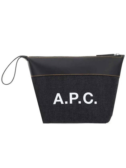 Axel Logo Denim Leather Pouch Bag Dark Navy - A.P.C. - BALAAN 2