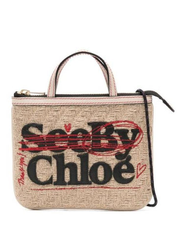 Lettering Logo Jute Tote Bag Beige - CHLOE - BALAAN 1