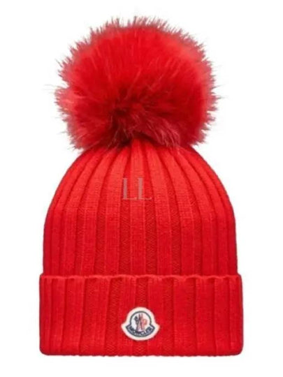 Pom Pom Wool Beanie Red - MONCLER - BALAAN 2