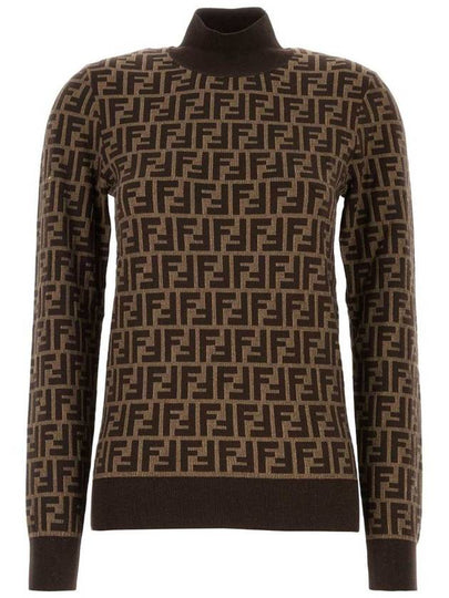 FF Cotton Turtleneck Brown - FENDI - BALAAN 2