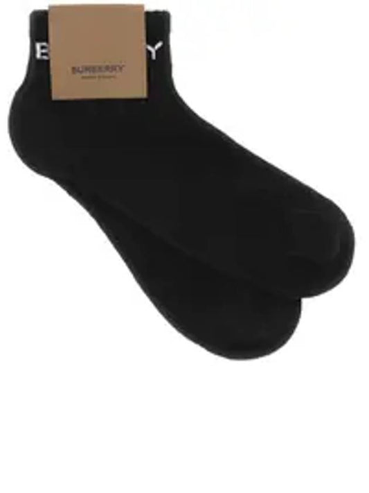 Logo Intarsia Technical Stretch Cotton Socks Black - BURBERRY - BALAAN 2