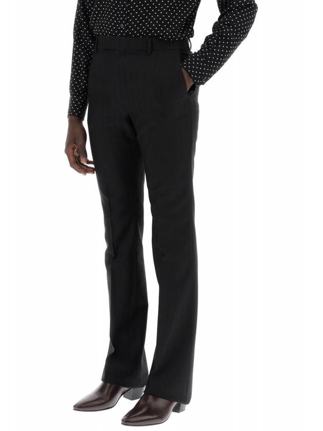 Striped Wool Flare Slacks Black - CELINE - BALAAN 3