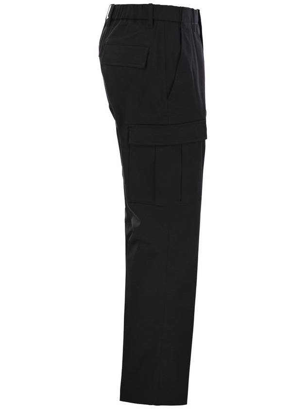 Cotton Gabardine Cargo Straight Pants Black - MONCLER - BALAAN 4