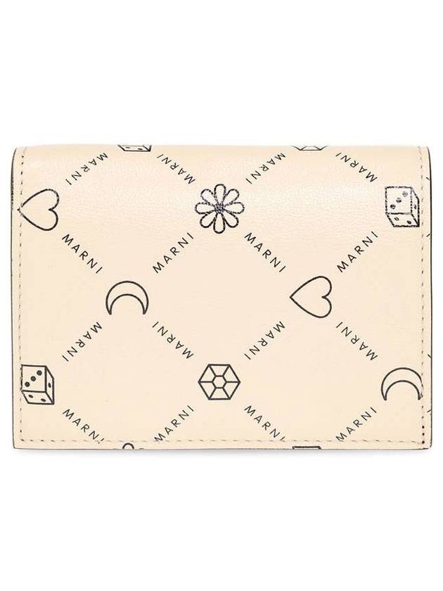 Graphic Logo Leather Half Wallet Ivory - MARNI - BALAAN 1