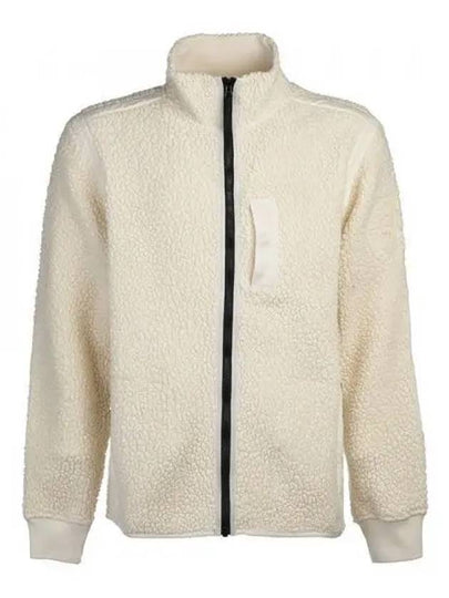 Embroidered Logo Furry Wool Zip-up Jacket Ivory - STONE ISLAND - BALAAN 2