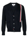 RWB Striped Intarsia Cotton Cardigan Navy - THOM BROWNE - BALAAN 3