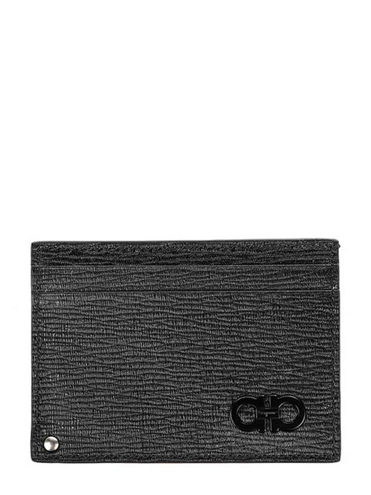 Double Gancini Leather Card Wallet Black - SALVATORE FERRAGAMO - BALAAN 2