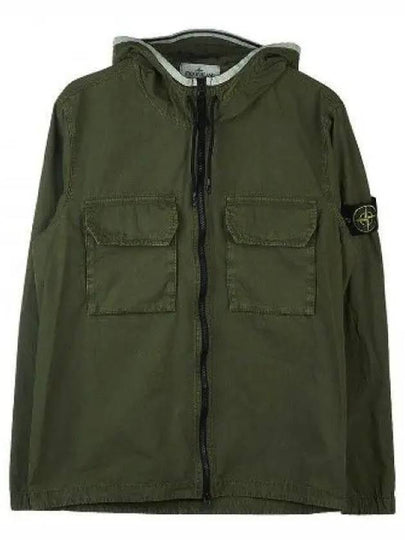 Wappen Patch Old Treatment Hooded Zip Up Olive Green - STONE ISLAND - BALAAN 2