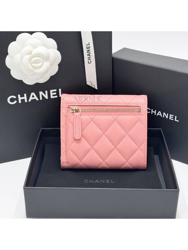 Classic Gold Logo Half Wallet Pink - CHANEL - BALAAN 3