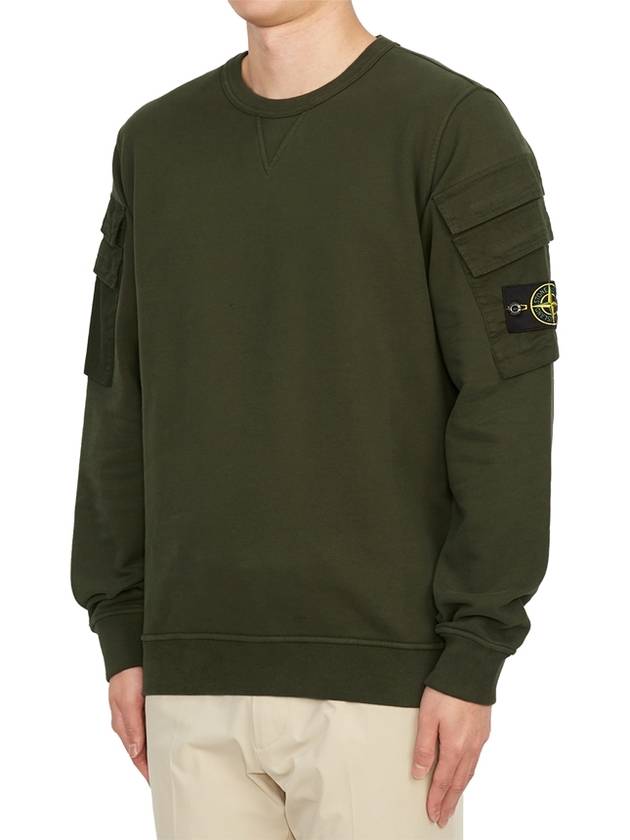 Men's Wappen Patch Cargo Pocket Sweatshirt Olive - STONE ISLAND - BALAAN 3