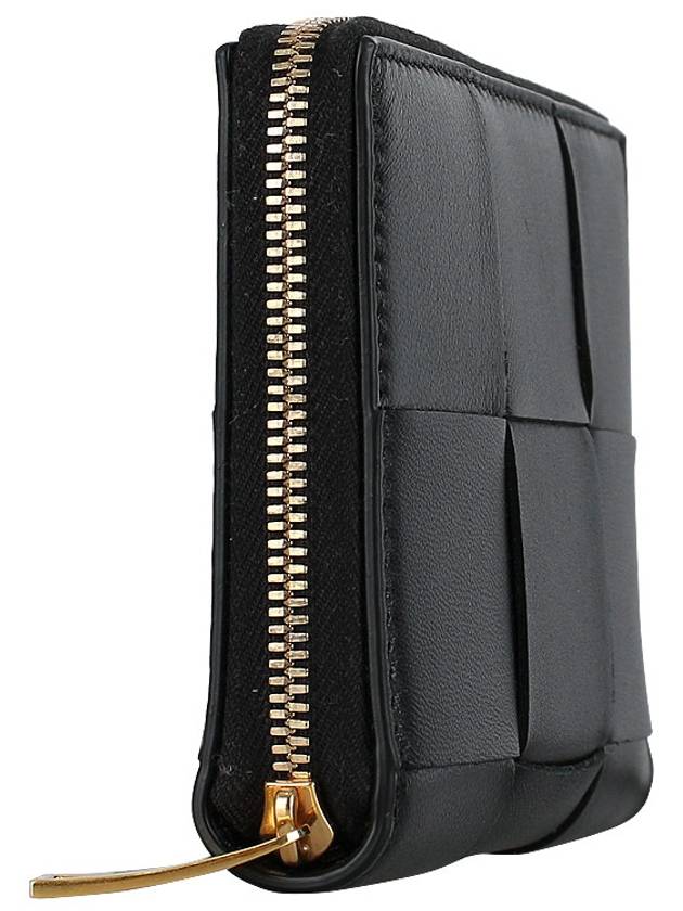 Intrecciato Zipper Around Half Wallet Black - BOTTEGA VENETA - BALAAN 4