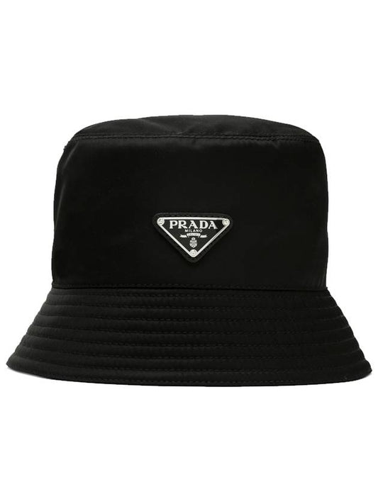 Re-Nylon Triangle Logo Bucket Hat Black - PRADA - BALAAN 2